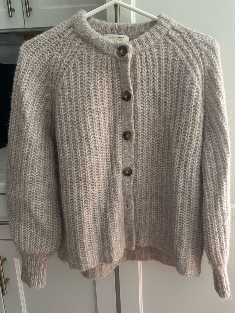 Sezane  Women's oatmeal Button-Front Cardigan Sweater!